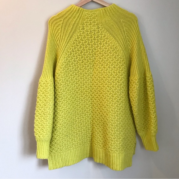 Anthropologie neon yellow oversized knit sweater - Picture 7 of 11